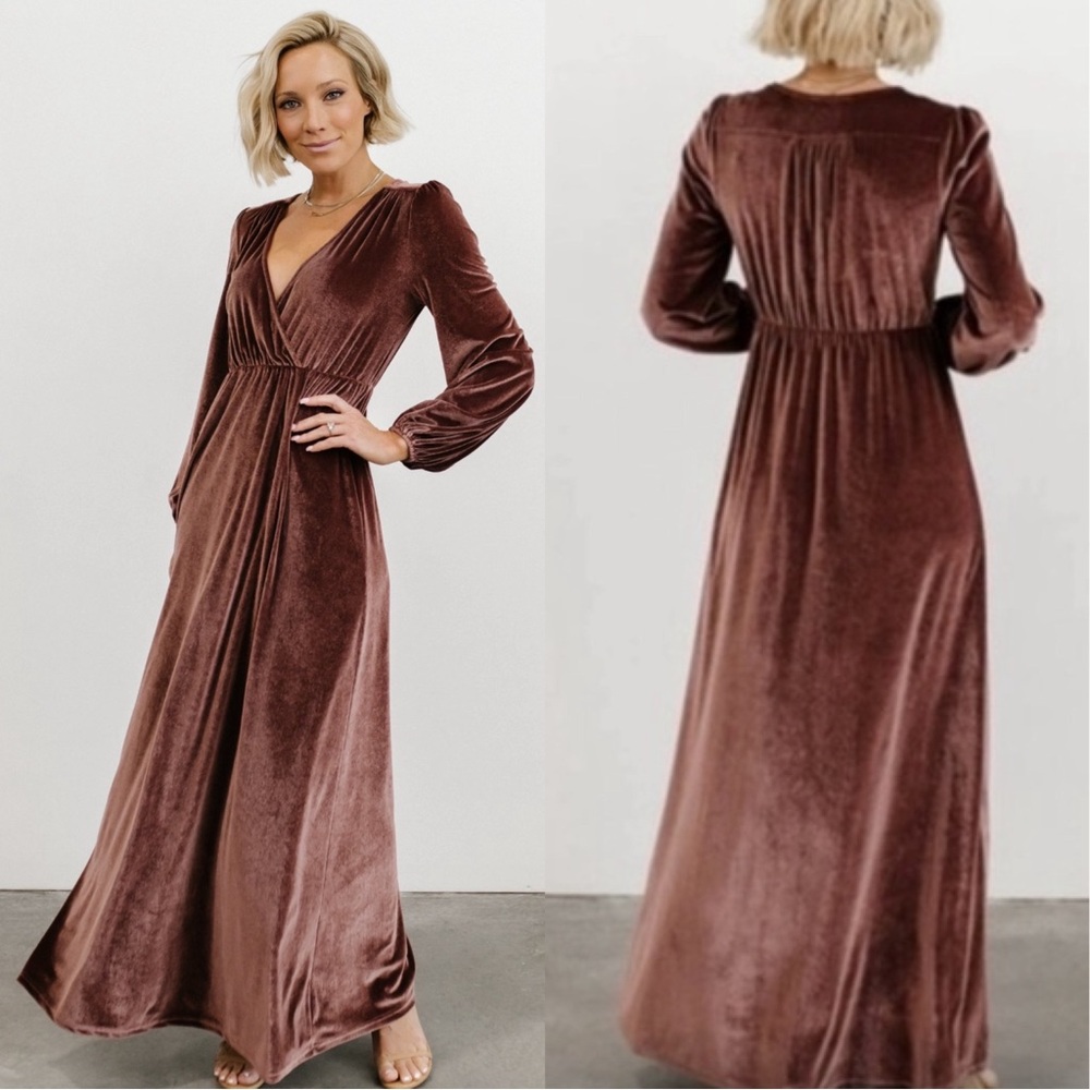 Baltic Born Sadie Velvet Stretch V-Neck Maxi Dress Size Large NWT